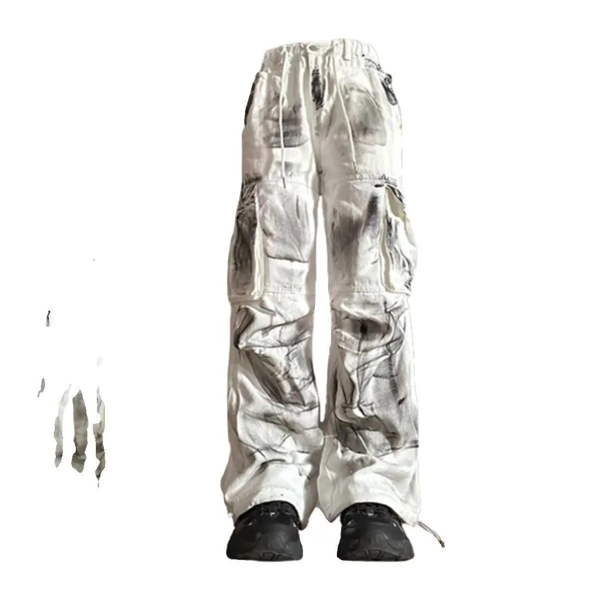 جينز نسائي واسع جينز نسائي سبان شوجو فتاة نمط الدنيم الطبقة السراويل البيضاء جان Y2k Coquette ملابس امرأة السراويل عالية الخصر