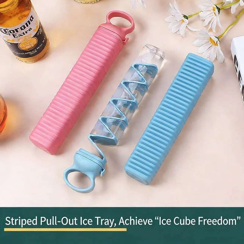 

Creative Ice Cube Mold Ice Tray Ice Maker Food Grade Material Bar Shaped Pull-out Tray High Temperature Resistant with Lid