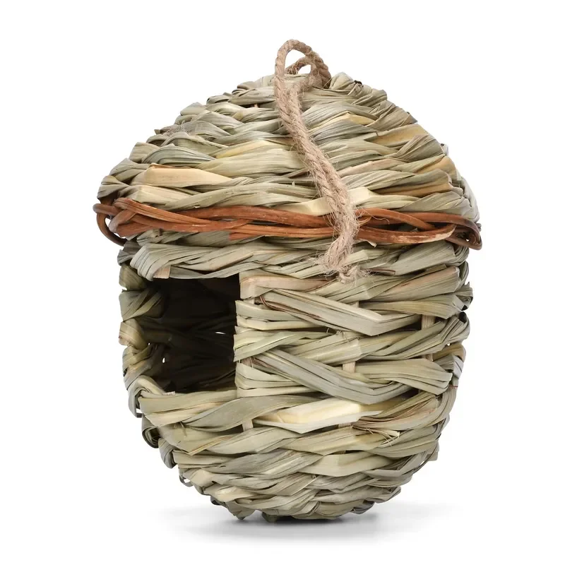 Popular Spot Eco-Friendly Modern Solid Triangle Straw Birdhouse Handmade Birdcage Natural Landscape Garden Decoration Summer