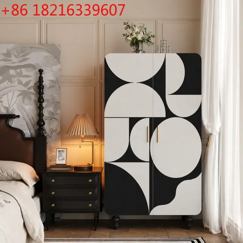 YAORetro Wardrobe Large Capacity Storage Hanging Clothes Cabinet Free Installation Solid Wood Painted Storage Locker
