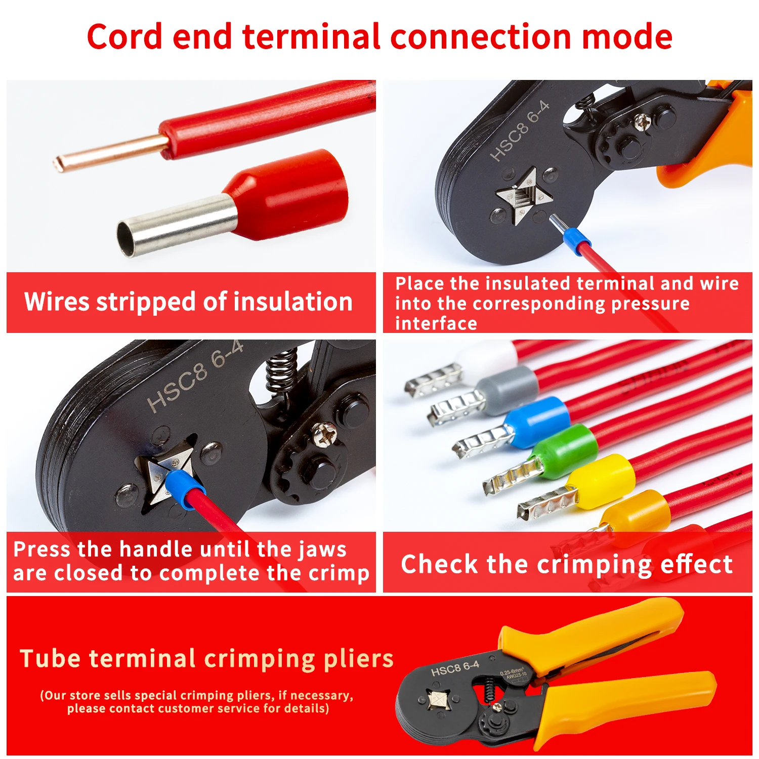 100pcs  E6012 Insulated Ferrules Terminal Blocks Cord End Wire Connector Electrical Crimp Terminator  Wire  For 6mm2, 10 AWG