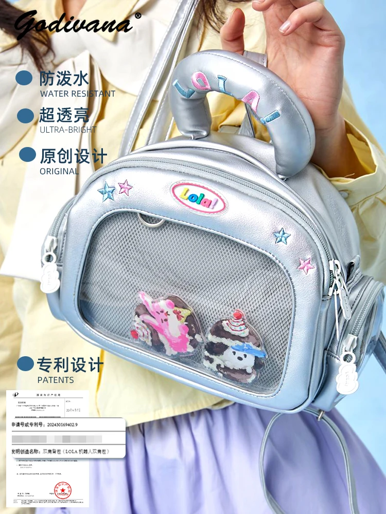 Oryginalny Design Robot Backback śliczne Itabag dziewczyna damska podróżna mała torba na ramię Crossbody Kawaii Bolso torebki typu Tote
