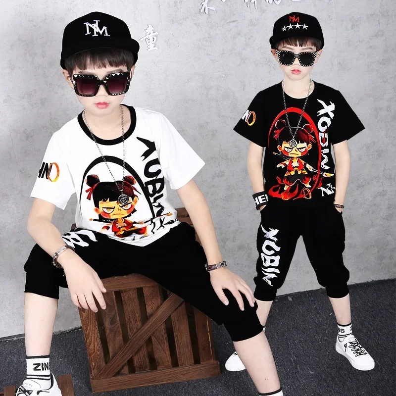 Boys Summer Clothing Sets Children Cotton T shirt+Haren Pants Outfits Kids Clothes Casual Sports Suits For 4 6 8 10 12 14 Years