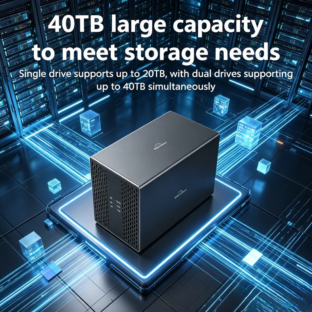 

3.5" SATA Hard Drive Enclosure, USB 3.0 Type-C External HDD Case, Efficient Heat Dissipation Design, Desktop RAID Array Storage
