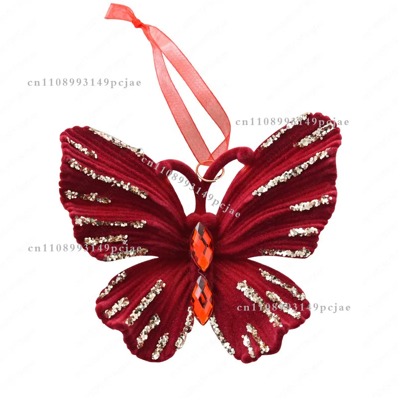 new Christmas decoration red flocked elk pendant Christmas tree decoration pendant window layout