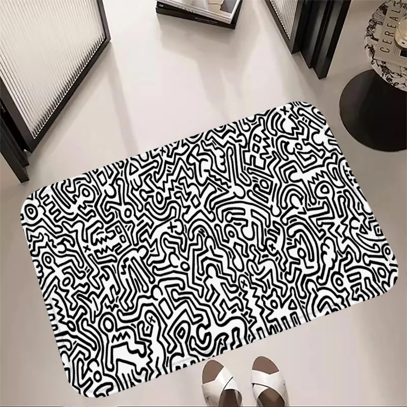 Bathroom Rugs Doodle Bedside Carpet Keiths Harings Entrance Doormat Kitchen Hallway Non-slip Mat Living Room Decor Wedding Gifts