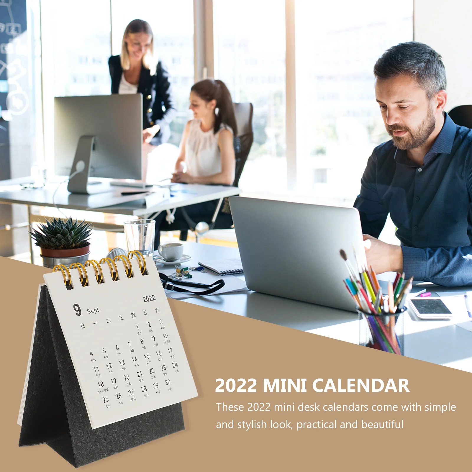 2 PCS 2022 Mini Desk Calendar Desktop Portable New Year Office Simple Home Decorative Unique