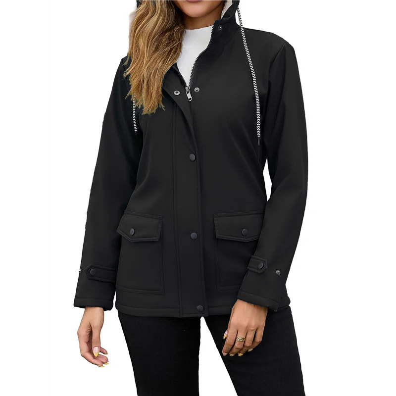 

ALIM-Women Waterproof Rain Jacket, Hooded Windbreaker Trench Coat For Hiking Travel Outdoor