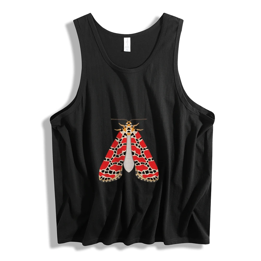 

Stylish Pick Tank Top Trend Casual Sleeveless Top Displaying Colorful Moth Cartoon Motif Daily Streetwear Summer Cloth For Man