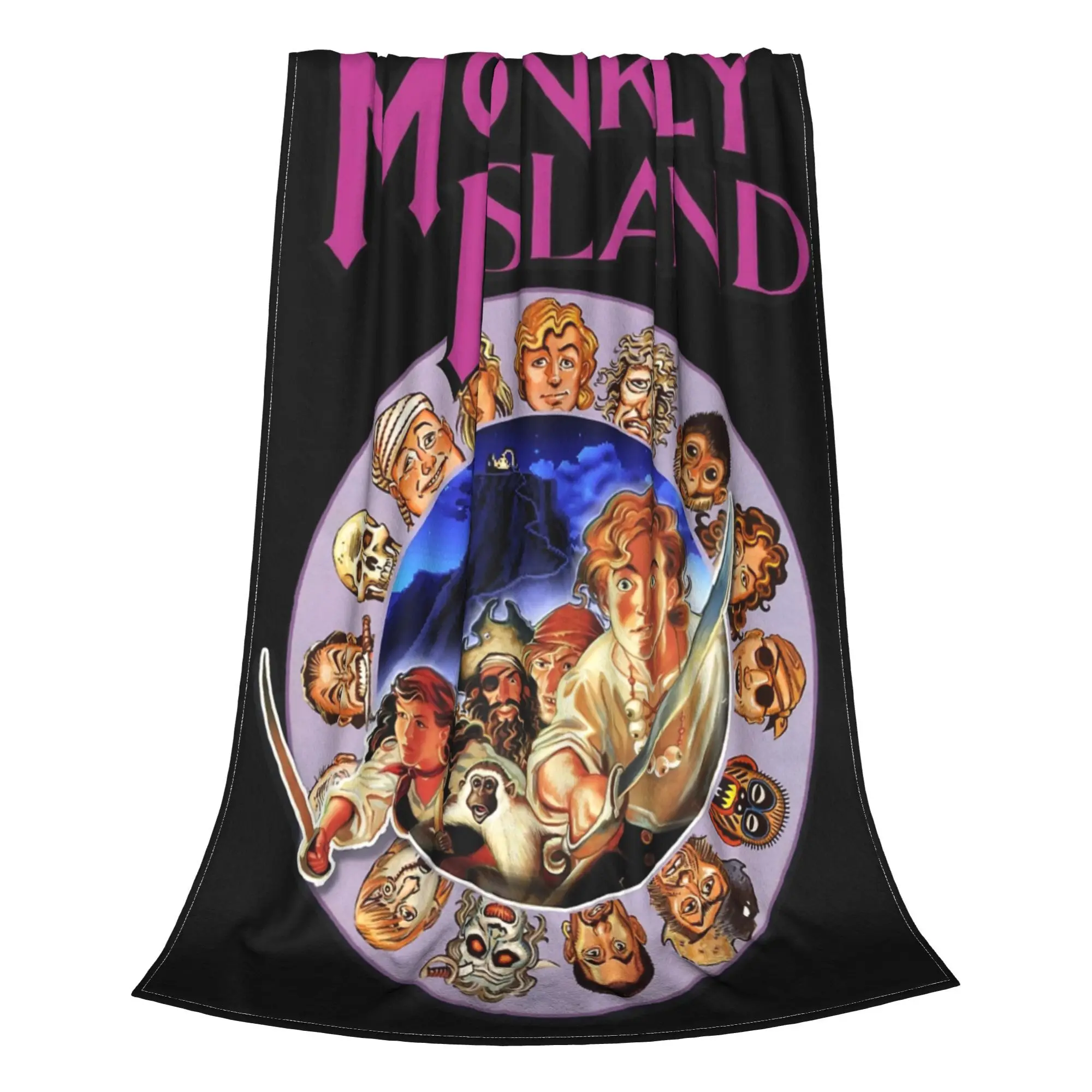 Secret of Monkey Island Logo Blankets Soft Flannel Healing Gift Adventure Game Throw Blankets Quilt