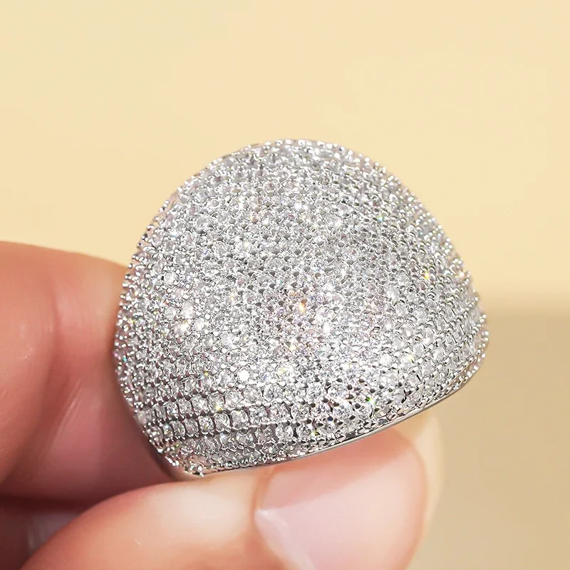 Huitan Dazzling Cubic Zirconia Ring for Party Attractive Trendy Opulent Finger Accessory Brilliant Wedding Jewelry for Women Hot