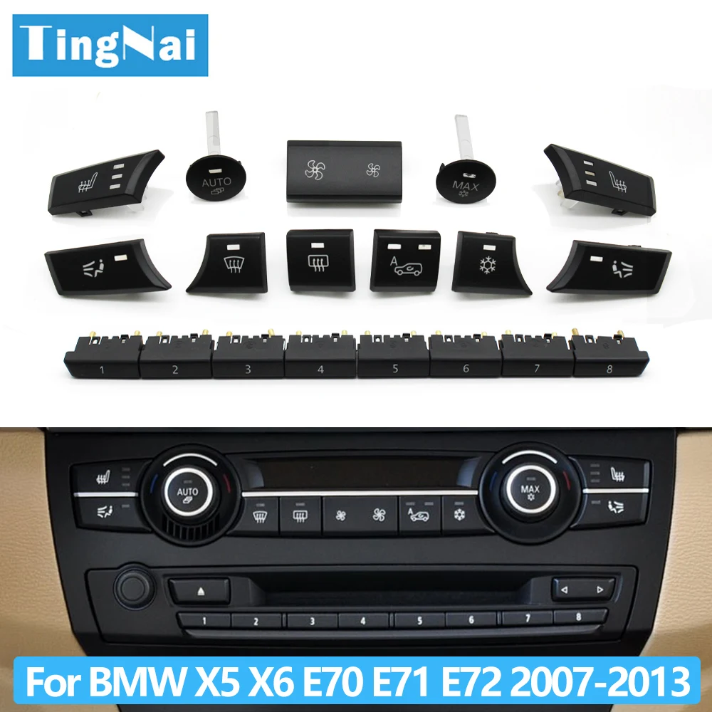 8/9PCS Car Air Conditioning AC Button Multimedia CD Player Switch Digital Control Buttons For BMW X5 X6 E70 E71 E72 2007-2013