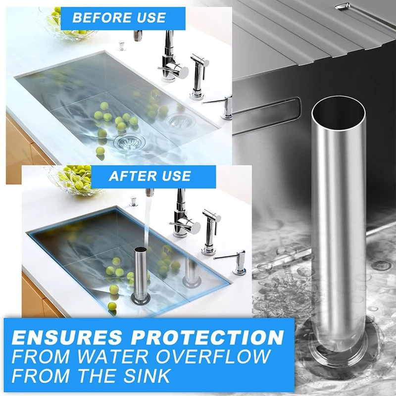 AB15-2 Pcs Bar Sink Overflow Pipe 7.48 Inches Sink Strainer Pipe Sink Drain Tube For Holes Pipe Stopper Bathroom Pipes