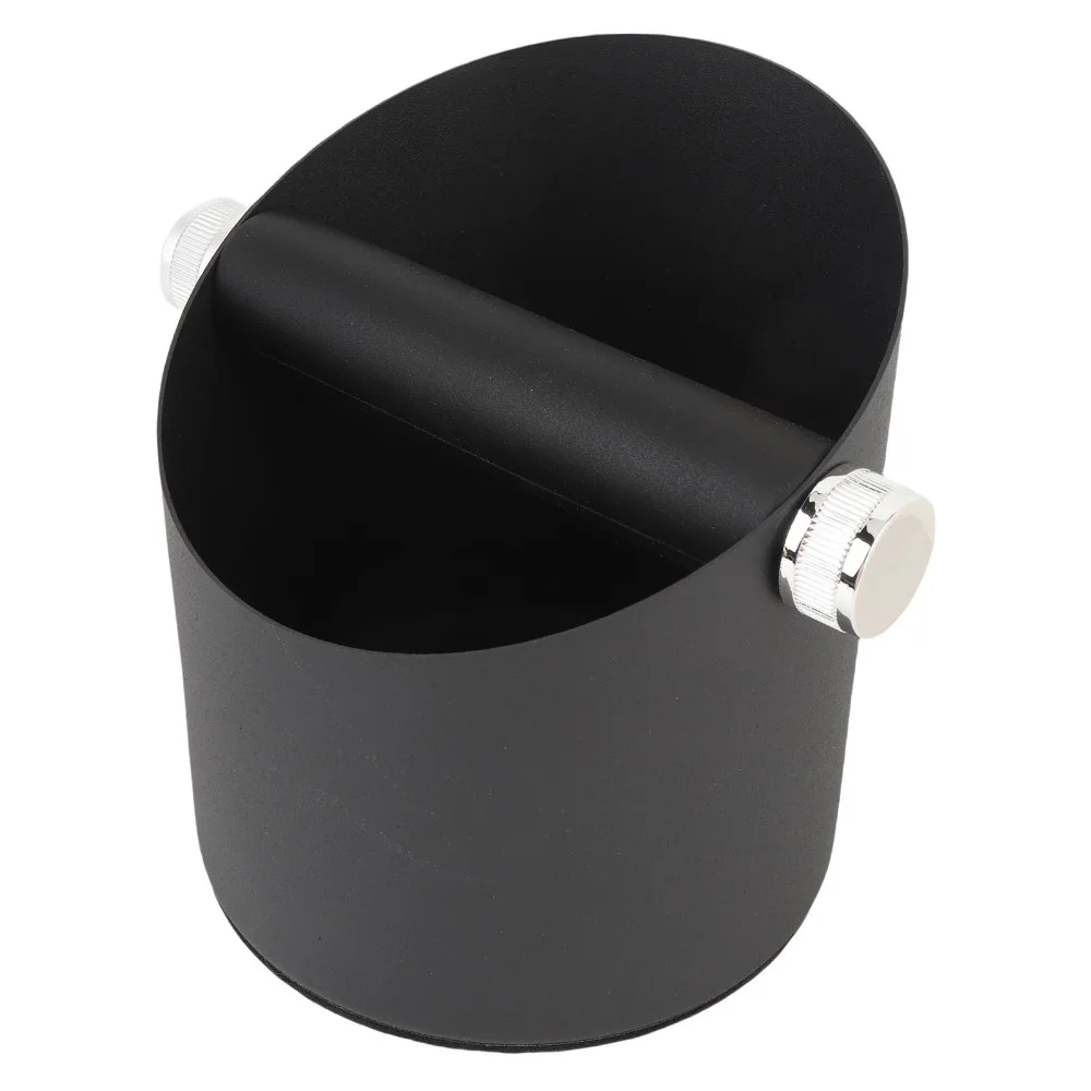 Carbon Steel Coffee Knock Box 20-Puck Capacity Removable Knock Bar Espresso Knock Box Slanted-Mouth Non-Slip Base