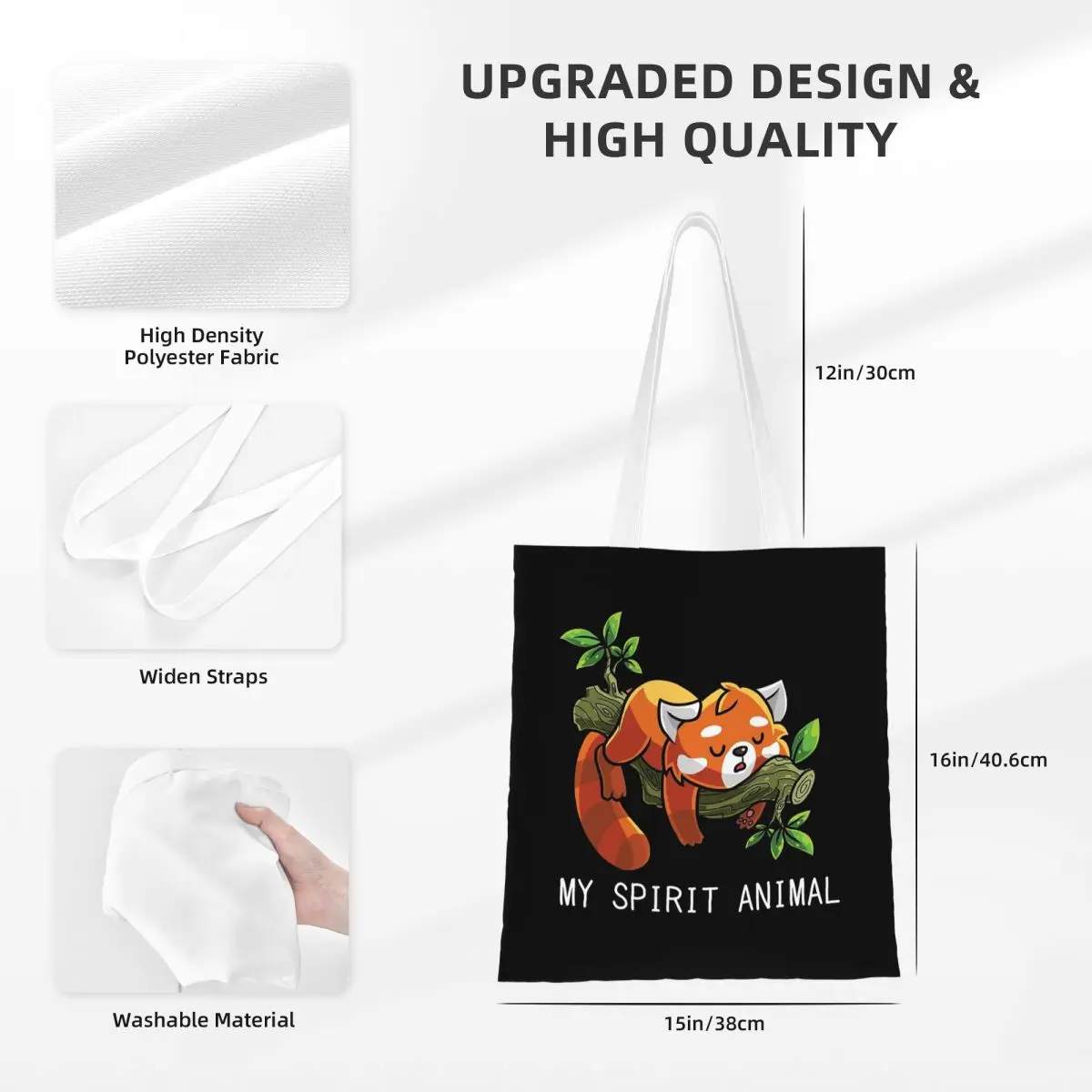 حقائب تسوق على شكل حيوانات من ريد باندا سبيريت، حقيبة يد قماشية قابلة للطي للفتيات، حقيبة كتف للسفر