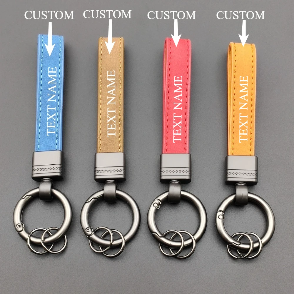 

New Fashion Leather Metal High Quality Key Accessories Simple Personalized Keychain Men's and Women Embossed Personalized Gifts