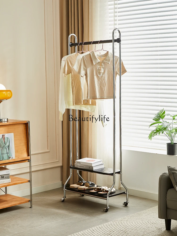 

Modern simple stainless steel hanger household floor multi-functional removable coat rack