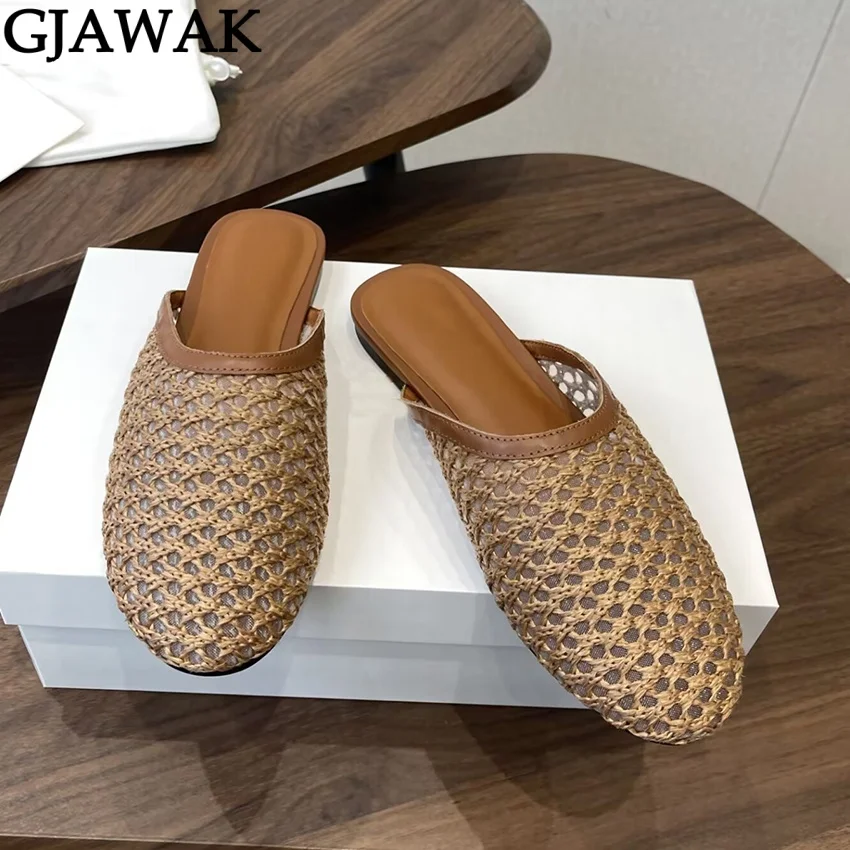 Summer Air Mesh Half Flat Slippers Women Round Toe Slip on Loafers Casual Beach Shoes Holiday Sandals Women's Slippers 2026