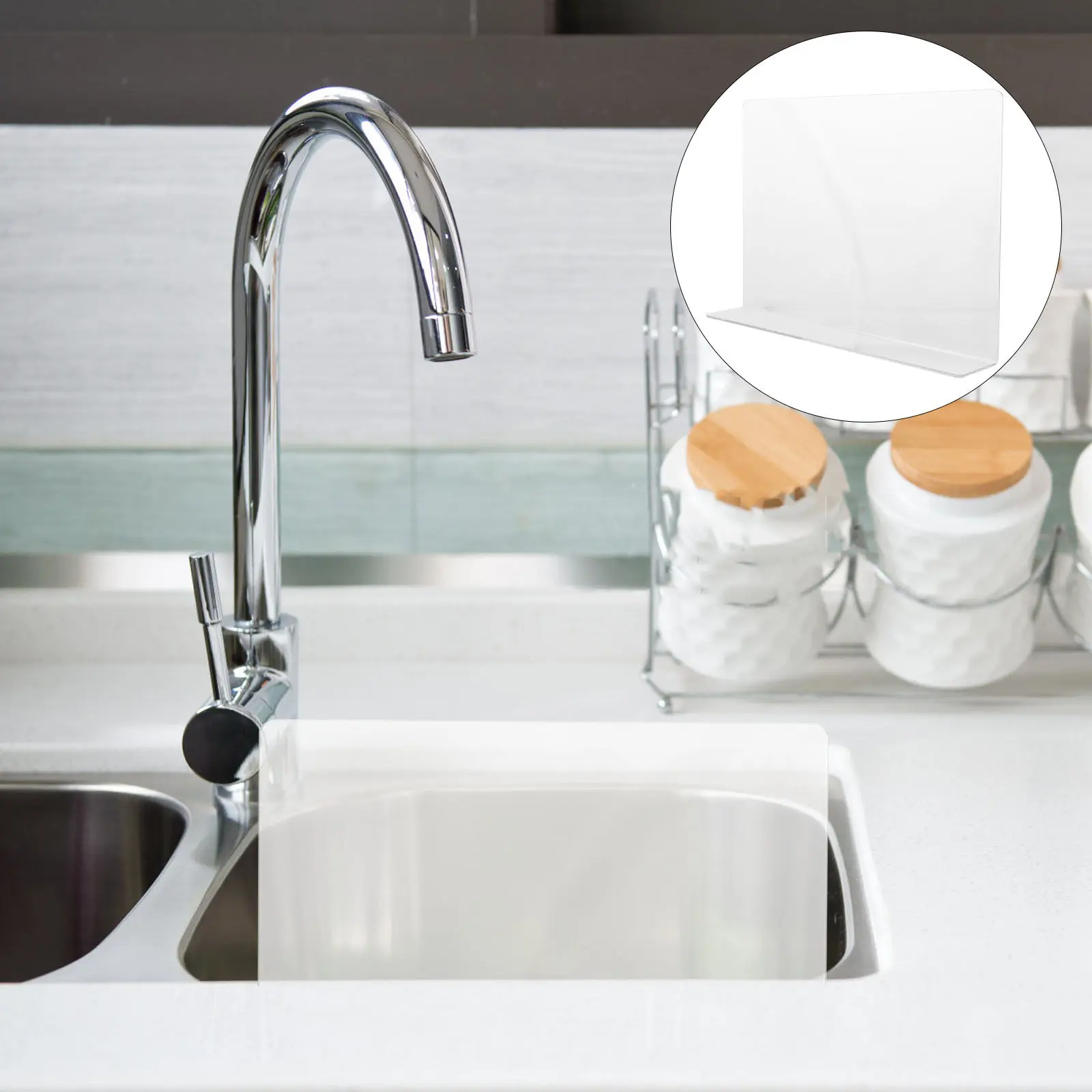 Kitchen Sink Acrylic Splash Guard Splashing-Proof Baffle Board for Bathroom Sink Water Splash Protection Anti-Splashing Guard