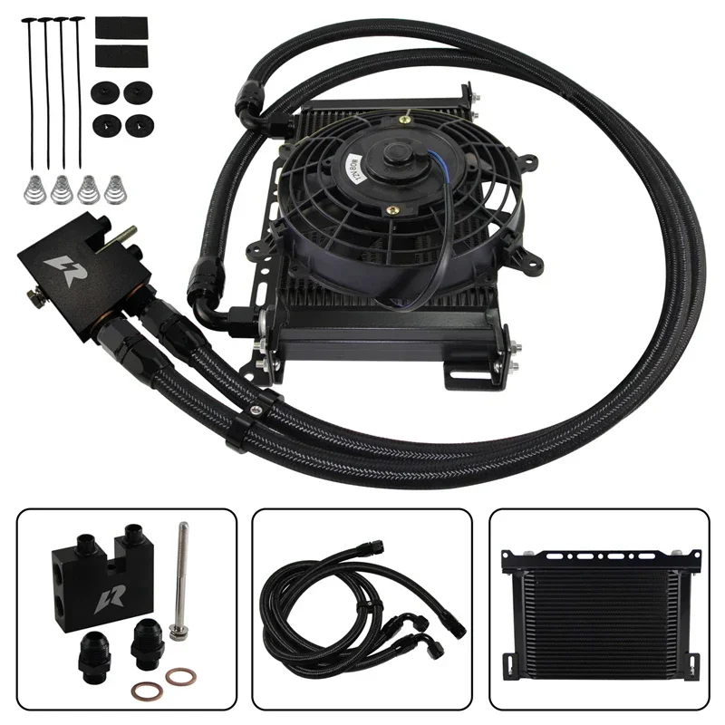 22/25/30 Row AN10 Oil Cooler Black w/7\