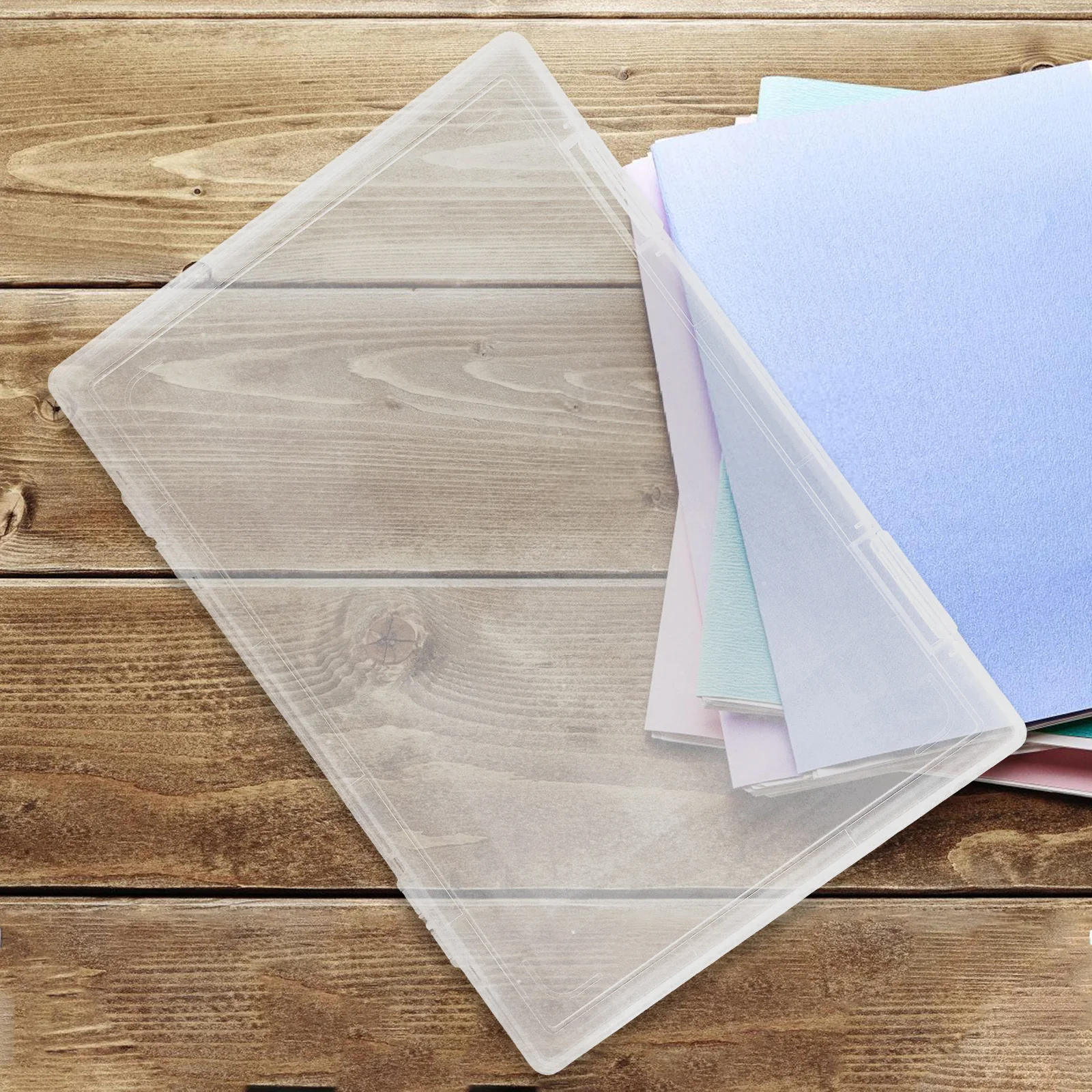 Clear File Box with Lid Transparent PP Plastic Document Storage Organizer for Office Home Desk Use Portable Waterproof Paper