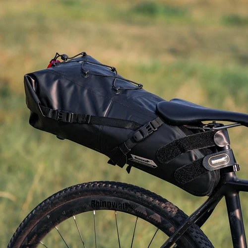 Imagen 2 del producto Rhinowalk-Bolsa para SILLÍN de bicicleta, impermeable, 5L-13L, gran capacidad, plegable, trasera, reflectante, para ciclismo de montaña, color negro