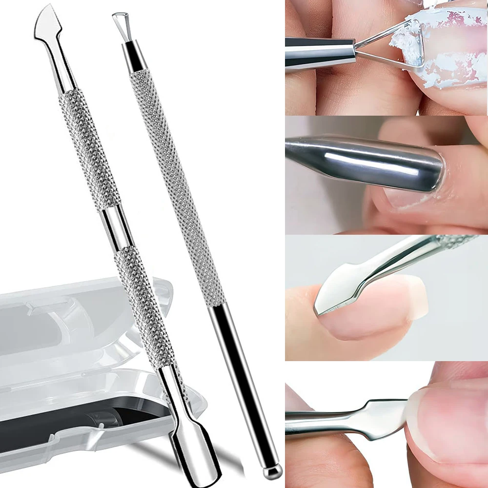 

1/2pcs Nail Cuticle Pusher Double-ended Stainless Steel Dead Skin Push Remover Nail Polish Pusher Pedicure Trimmer Manicure Tool