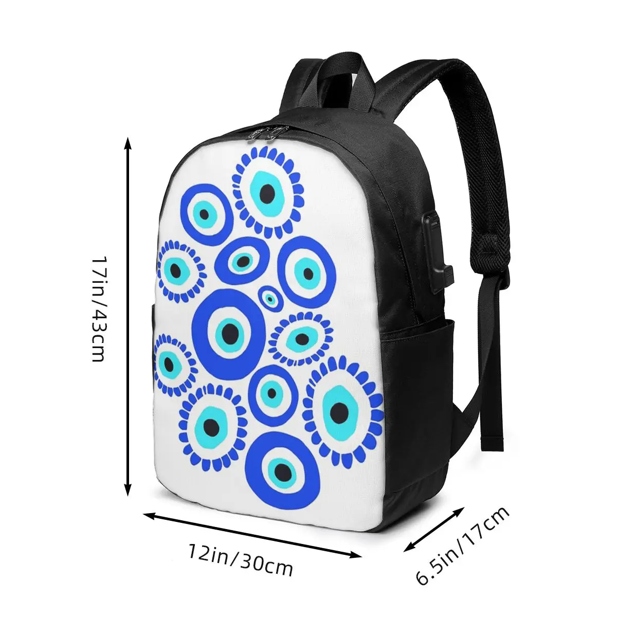 Evil Eye Symbol Lucky Charm Backpack Travel Notebook Bag Computer College Student School Bag Laptop Shoulder Bags for Men Women