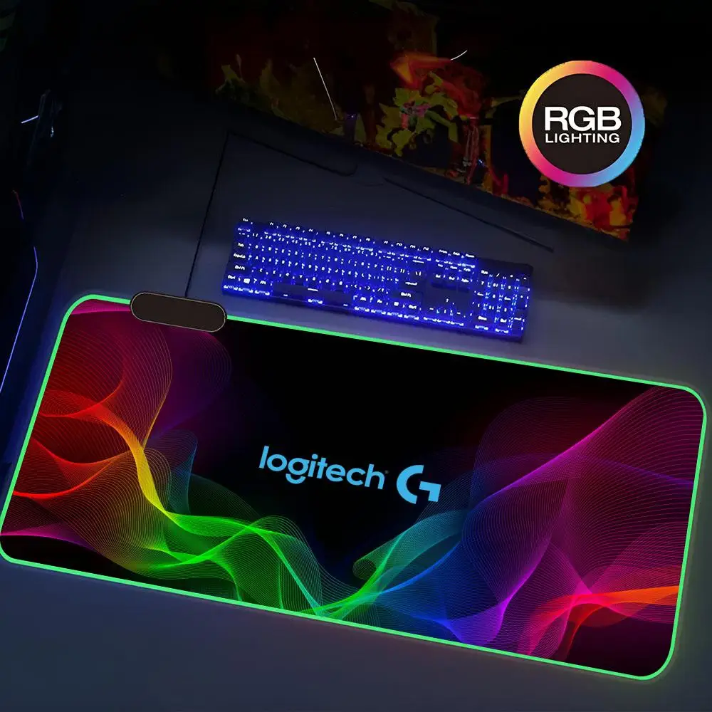 

L-Logitech G логотип, коврик для мыши Rgb игровой коврик для клавиатуры и мыши, коврик для клавиатуры, очень большой коврик для компьютерного стола, звуковое звучание, гладкая поверхность