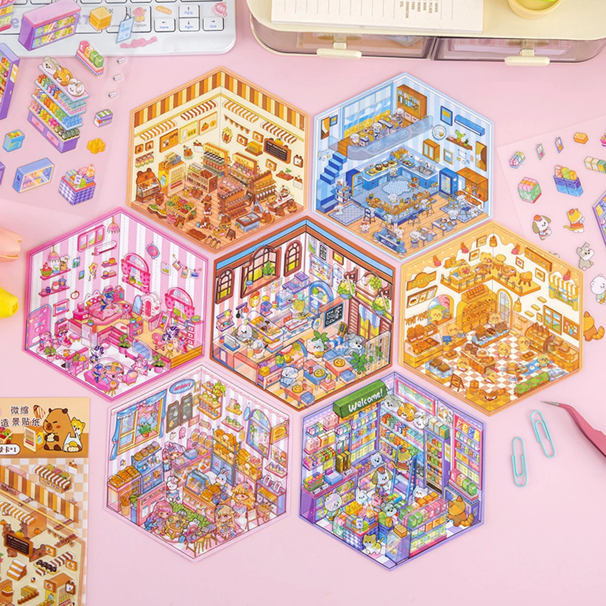 DIY 3D-Aufkleber-Szenen: Machen Sie Ihr Zuhause süß – Kawaii-Therapie-Aufkleber zur Stresslinderung, Weihnachts- und Oster-Aktivitäten, Geschenkidee für den Osterkorb – Detail 7