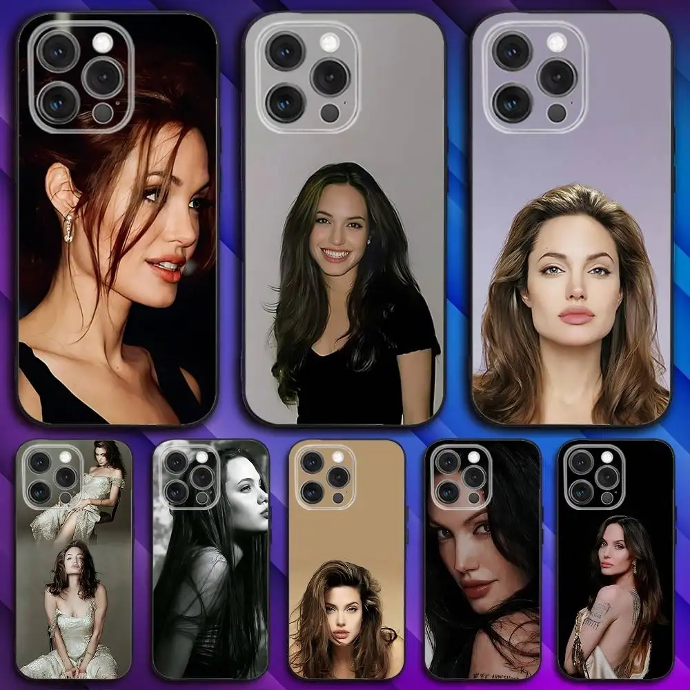 

A-Angelina Actor J-Jolie Phone Case For iPhone 17,16,15,14,13,12,11,Pro,Max,Plus,X,XS,SE4,E,Mini,Soft Black Case
