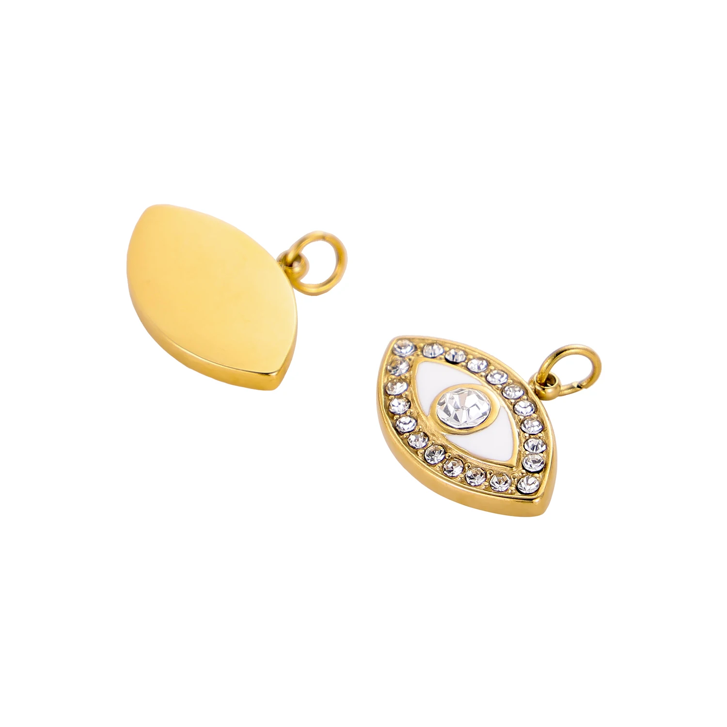 CARLIDANA Trendy Zircon Oil Drop Evil Lucky Eye Charm Wholesale Handmade Women Stainless Steel Gold Plated Charms Jewelry