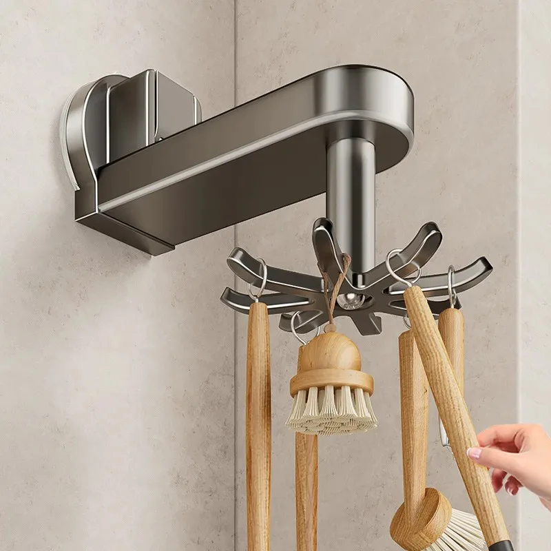 

Kitchen Rotating Suction Cup Hook, Spoon Storage Rack, Non Perforated Wall Mounted Cookware Shovel, Kitchen Cooking Accessories