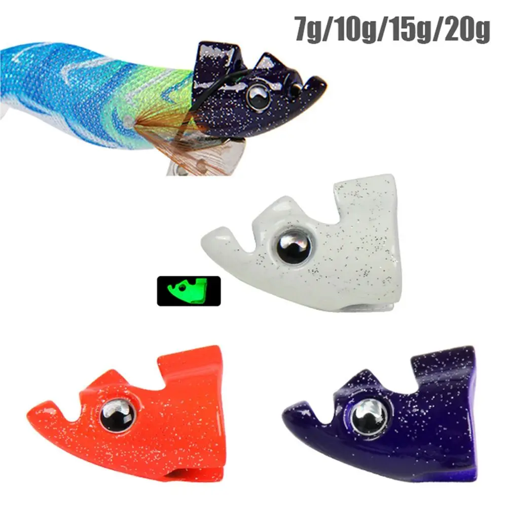 Señuelo de pesca de 7g, 10g, 15g, 20g, punta de plantilla de calamar, plomo de peso para camarón de madera, señuelo de Camarón, accesorios de aparejos, 2 unids/lote por bolsa