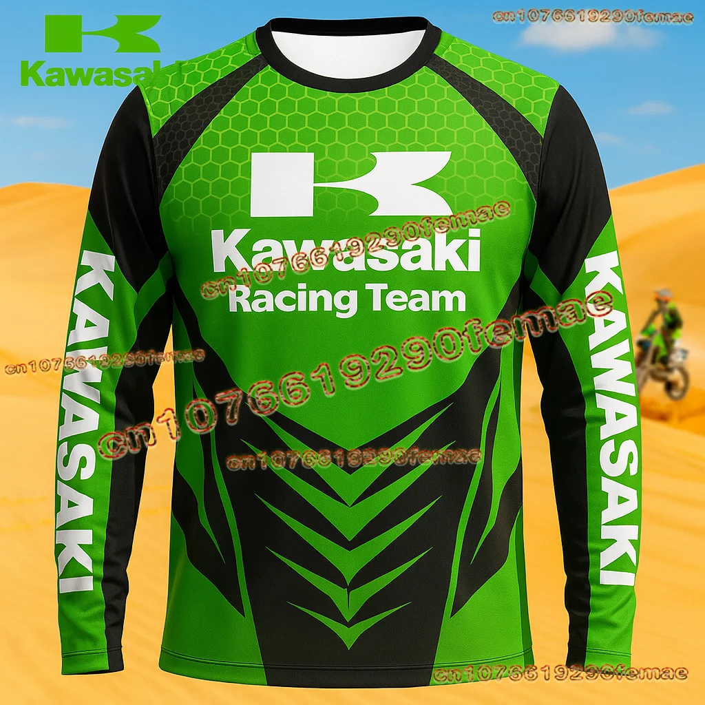 Kawasaki – maillot de vélo de saleté pour hommes, manches longues, séchage rapide, confortable et respirant, chemise de moto