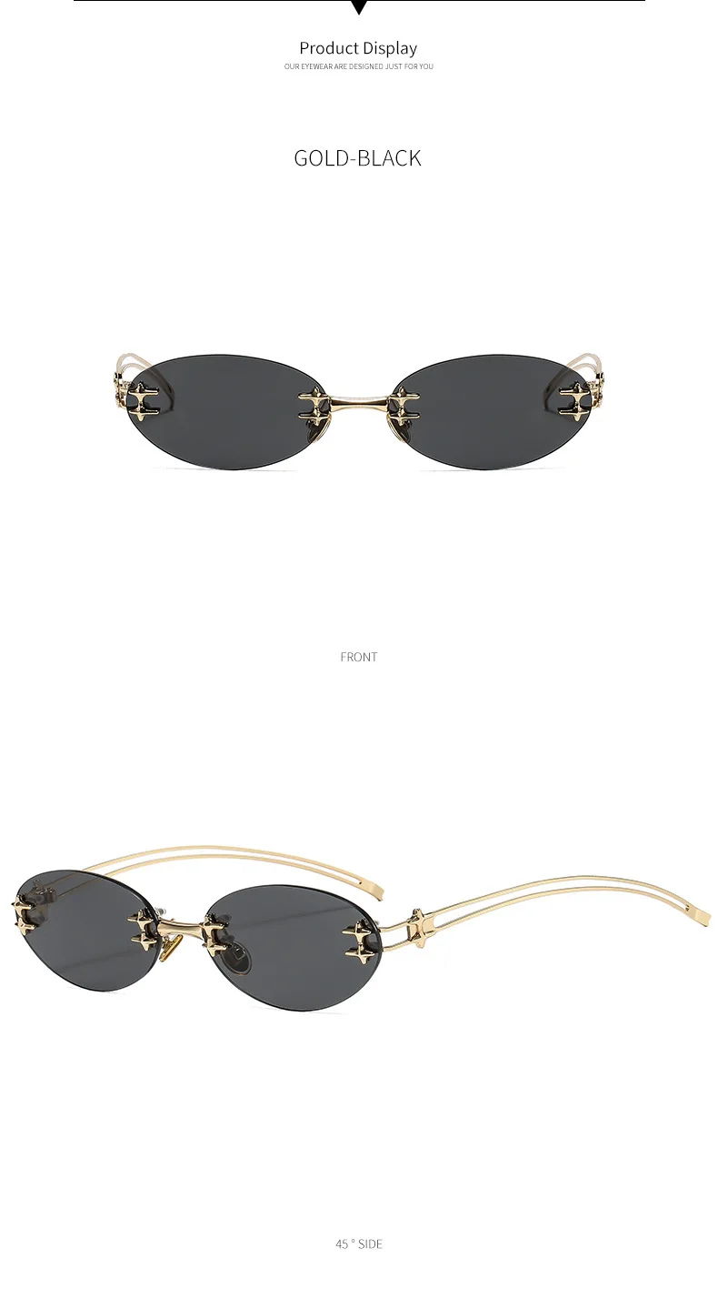 Koreanische Mode-Stil Sonnenbrille für Frauen Ovale Form Randlose Designer Sonnenbrille Frauen Campus Stil Weibliche Sonnenbrille – Detail 10
