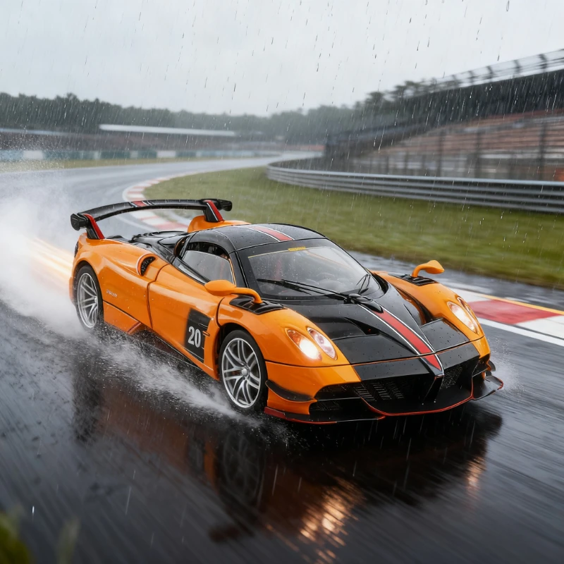 Modèle de voiture en alliage de supercar Huayra BC 1:32, avec son et lumière rétractable, Collection de cadeaux pour enfants, modèle de jouet moulé sous pression