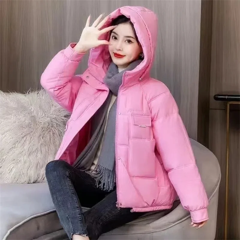 Jaket Parka wanita, Parka tebal musim dingin 2023, mantel Parka bawah katun versi Korea longgar pakaian luar