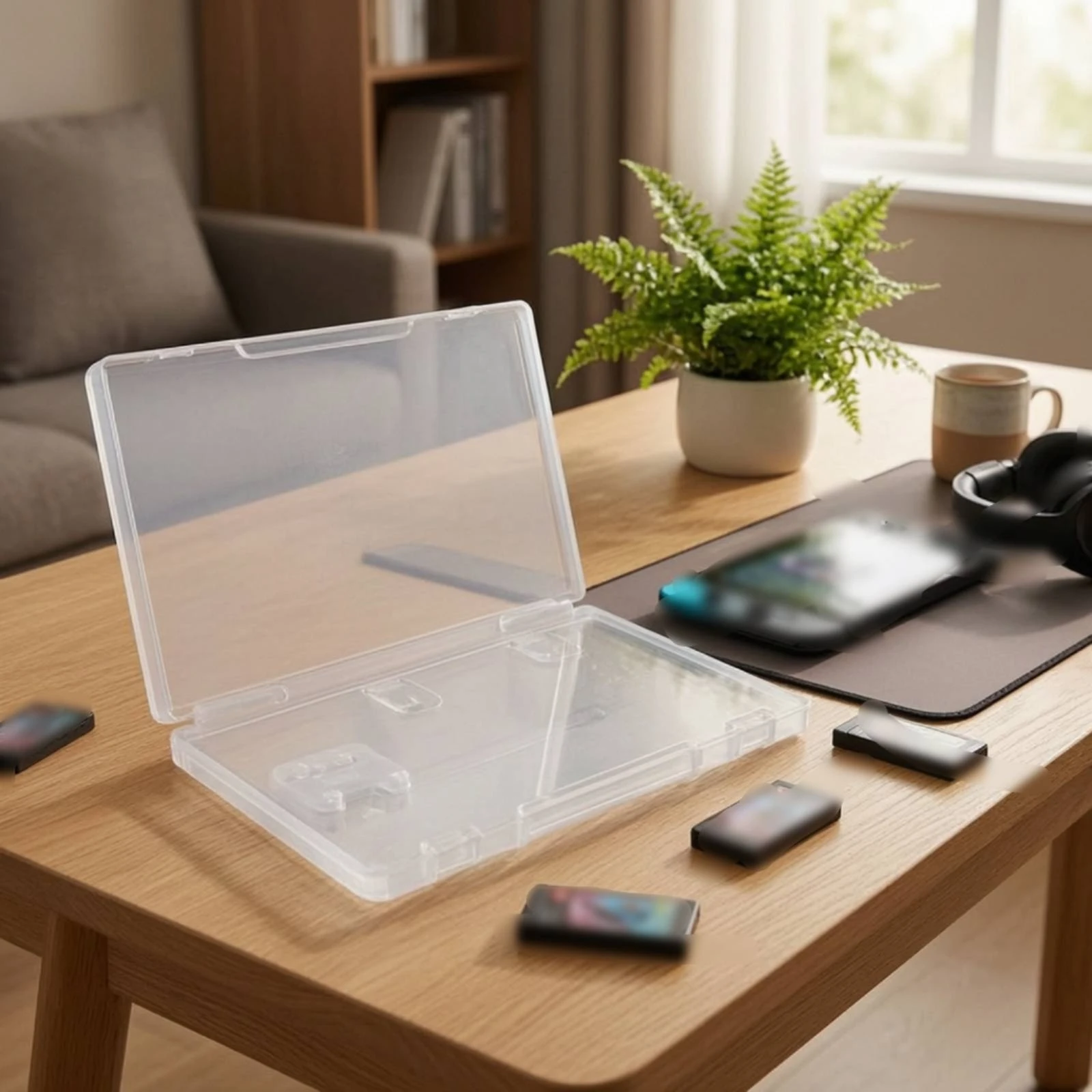 Game Card Case Clear Game Card Case with Hinged Lid Cartridge Holder Transparent Storage Box Hard Plastic for Gamers