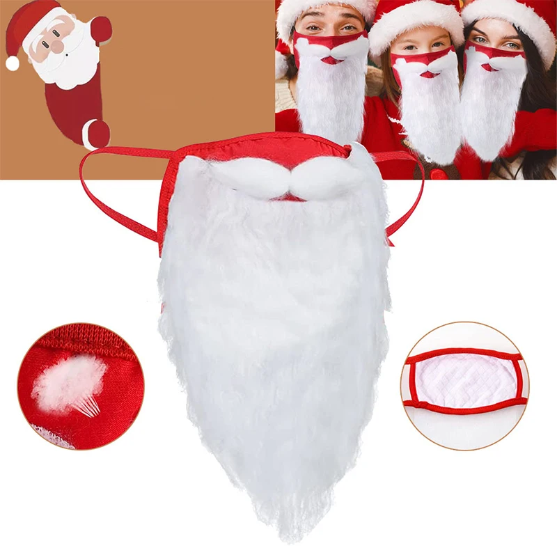 Christmas Claus Hat Santa Beard Mask Adults Children Plush Thickened Whisker Cosplay Costume Christmas New Year Party Supplies