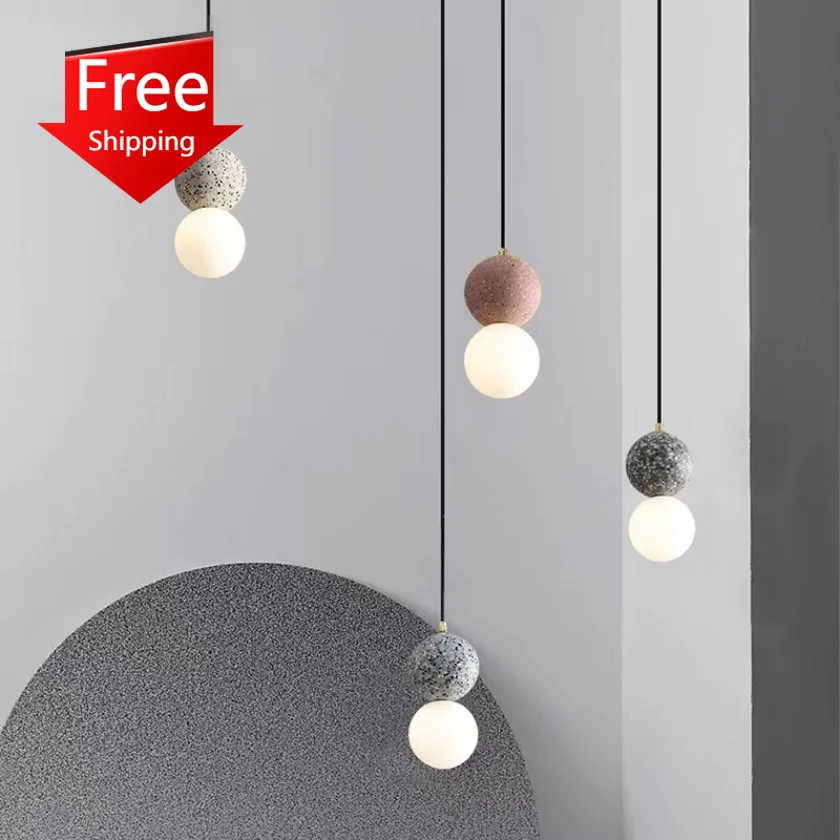 

Modern Terrazzo Pendant Lights for Bedroom Kitchen Bedside Bathroom Hanging Lamp Stone Decoration Ceiling Chandeliers Lighting