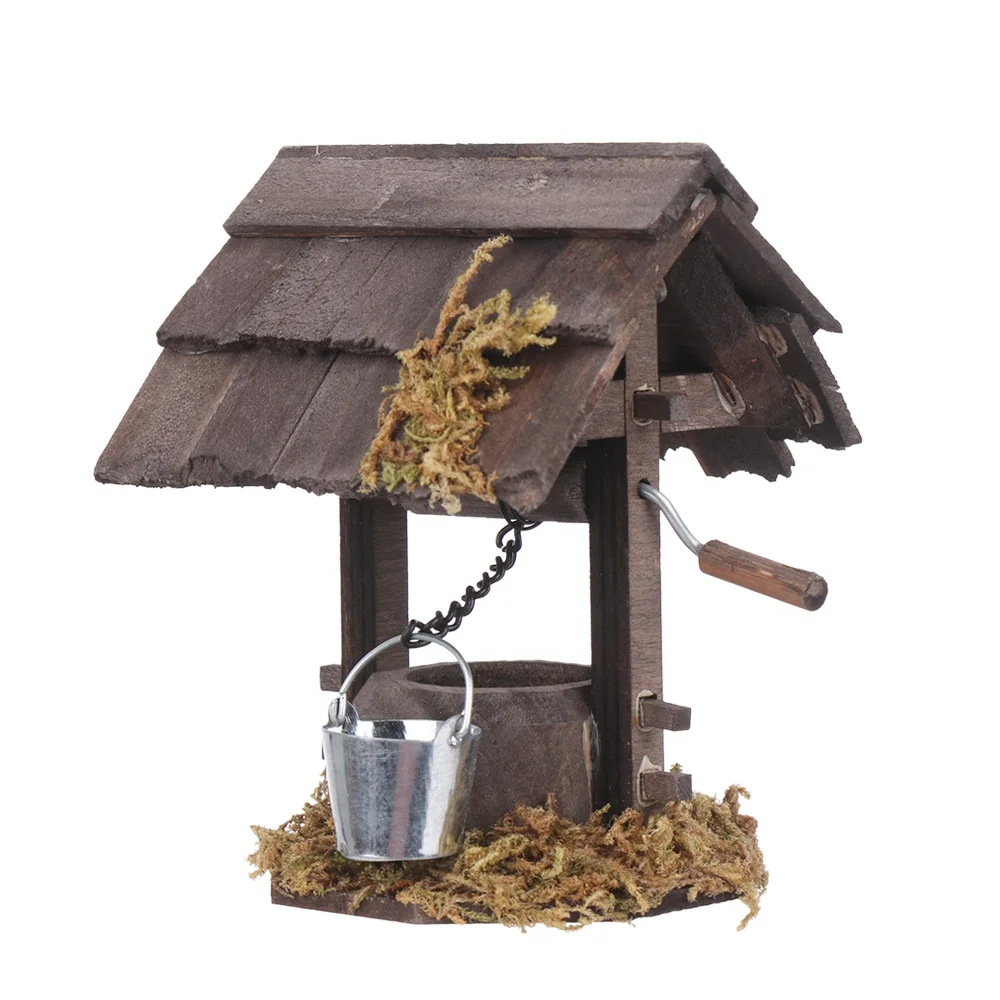 Domek dla lalek, ogród wróżek, dekoracje do domu, scena na zewnątrz, model, akcesoria dla lalek, miniaturowy kurnik, drewniany most łukowy