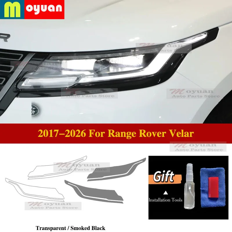2017-2026 For Range Rover Velar Car Headlight Protect Car Film Headlamp Transparent Black TPU Exterior Sticker Car Accessories