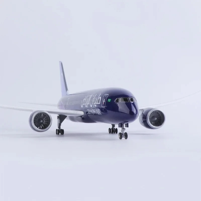 43CM Model Plane B787 Riyadh Air Airline Airplane Model Resin Aircraft with Lights with LED Light for Collection or Gift