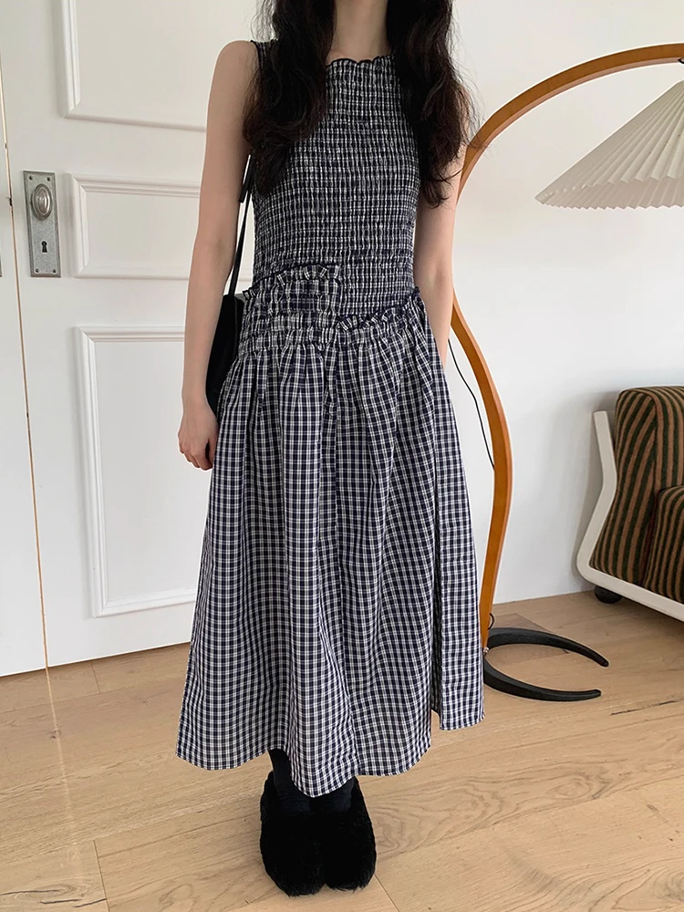 Été nouveau gilet à carreaux pour femmes Dr Wood ain taille haute longue Dr coréen Sle trajet No Sve autre matériau