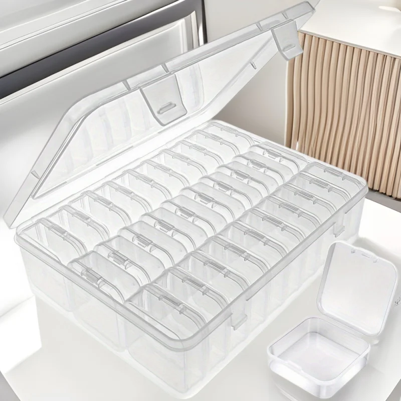 

Hot Sale of New Products5.5Transparent small square box30Grid household storage box, desktop plastic storage box for home use Je