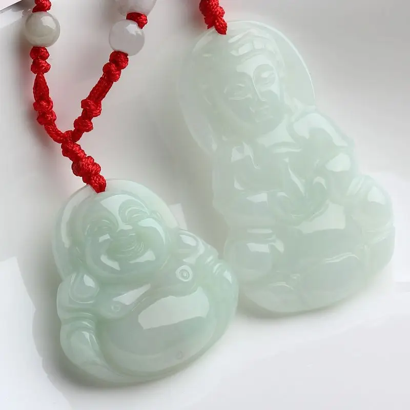 Myanmar Jadeite A Guanyin Jade Buddha Pendant Necklace Men And Women
