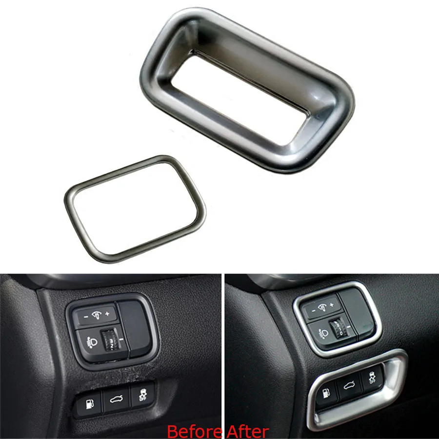 YAQUICKA 2 ชิ้น/เซ็ต ABS รถด้านหน้าปรับปุ่มควบคุมสวิทช์กรอบจัดแต่งทรงผมสติกเกอร์สำหรับ Kia Optima K5 2016 LHD