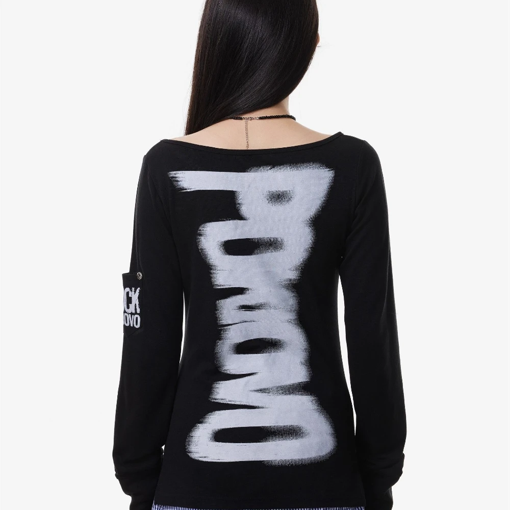 American Retro Y2k Long Sleeve T-Shirt Women Letter Print Bodycon Tops Casual Vintage O-Neck Streetwear Sexy 2025 Autumn