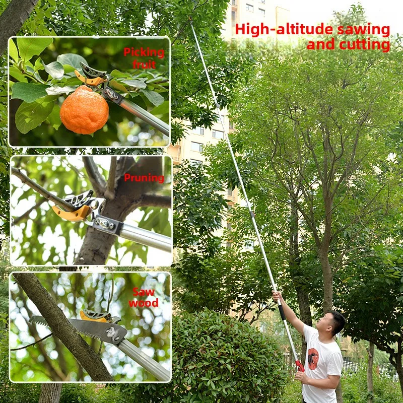 Telescopic High Branch Fruit Picker, Long Reach Pruning Shears, High Altitude Fruit Picking Tool for Lychee Loquat Longan